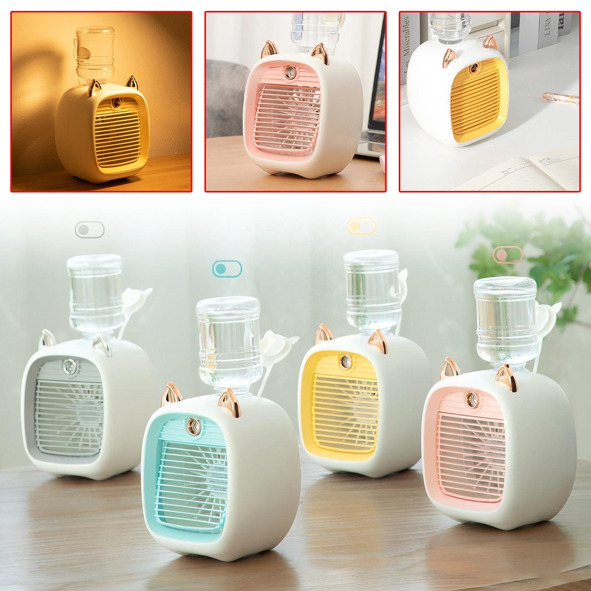 Portable Cooling Fan with Spray Humidifier, Mini USB Air Cooler, 3 Speed Rechargeable Evaporative Air Conditioner for Bedroom Office Summer