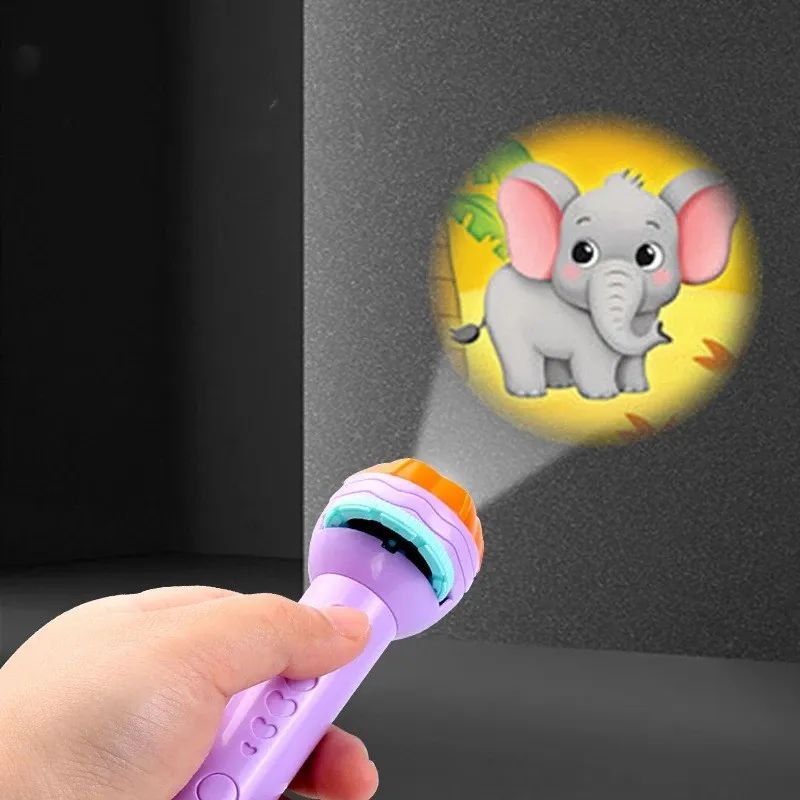 Projector Light Torch Toy Mini Flashlight with 24 Slide Patterns Story Projection Lamp for Kids Educational Imagination Toy